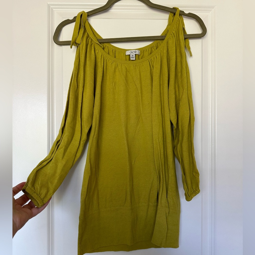 Caché Lime Green Off the Shoulder Sweater. Size XS.